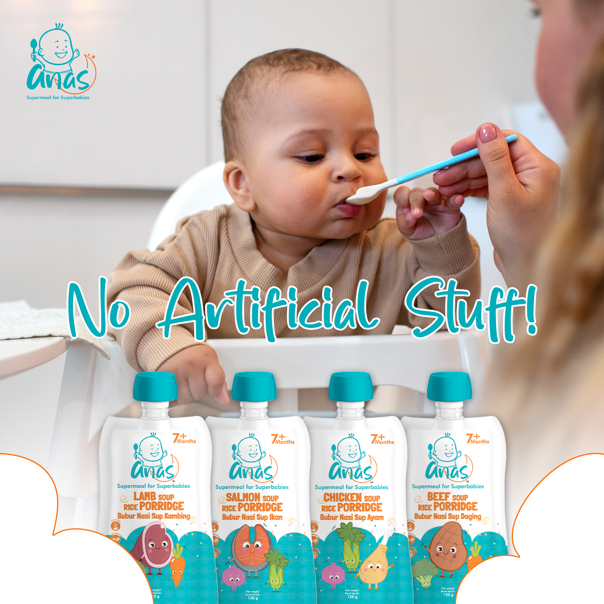 Anas Baby Food Bubur Nasi Sup Ayam 120g